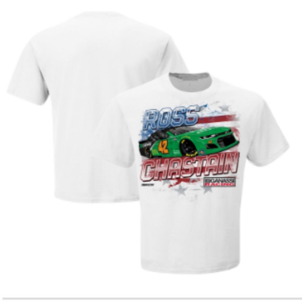 Ross Chastain Checkered Flag Clover Old Glory T-Shirt - White
